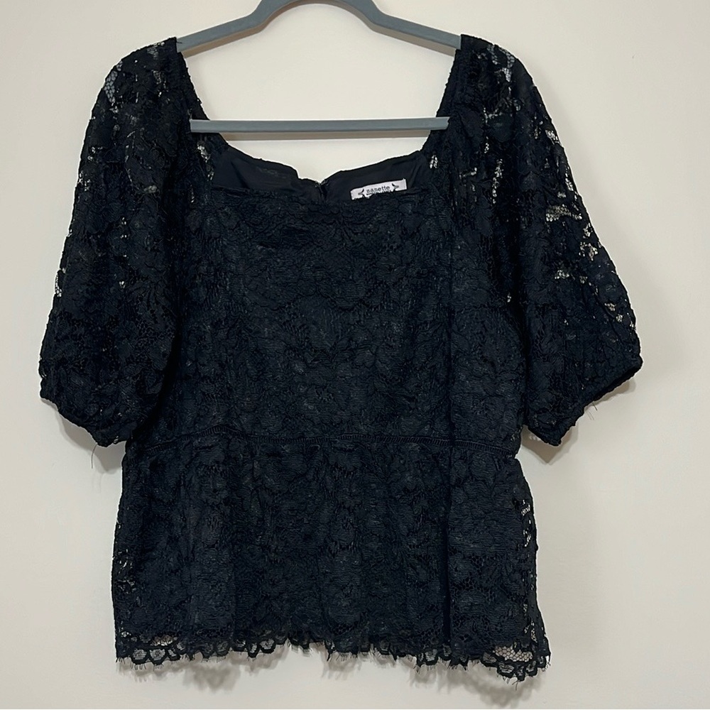 Nanette Lepore Lace Peplum Top Sz XL - Picture 2 of 7